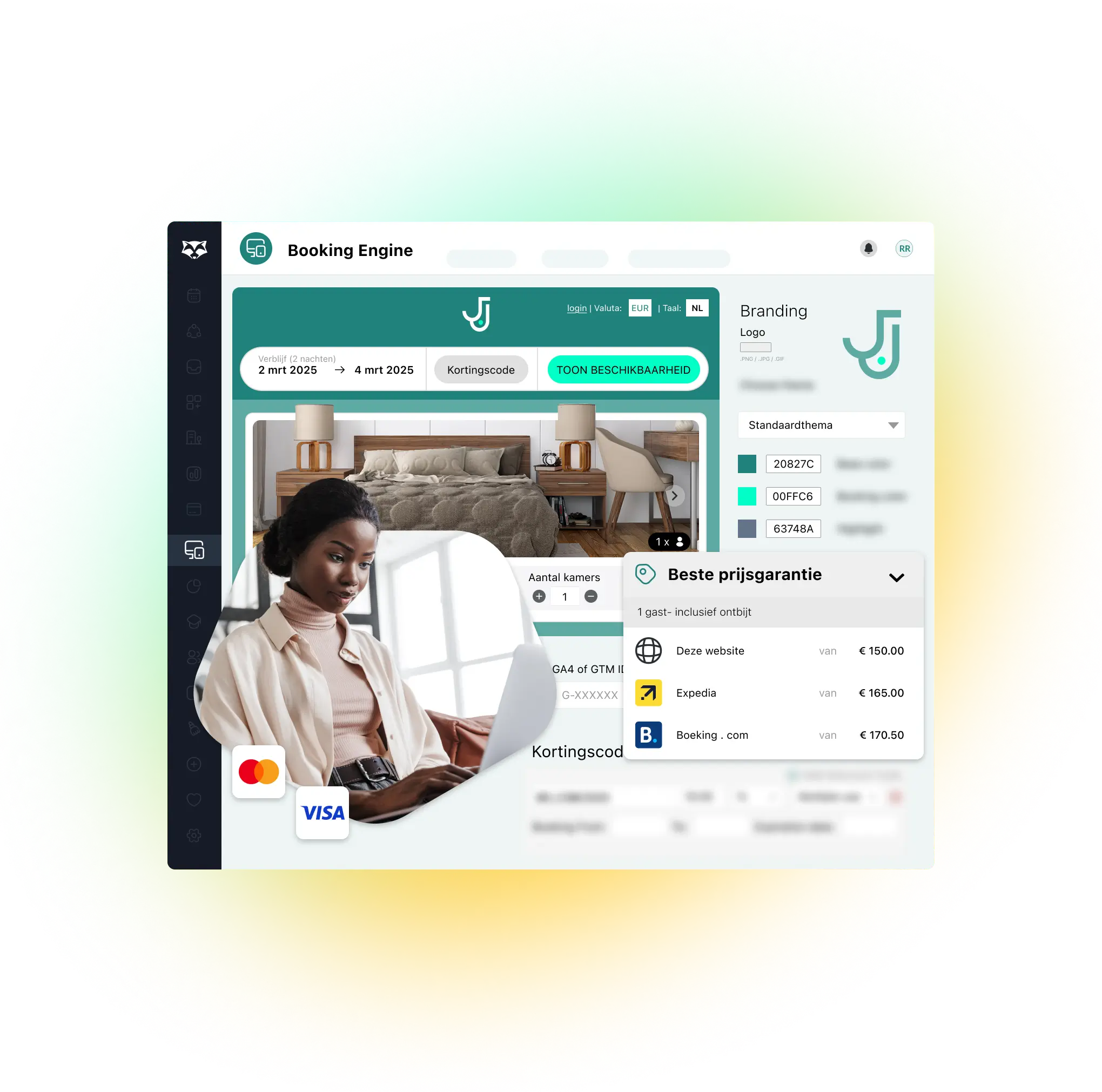 Dashboardweergave van de boekingsmodule